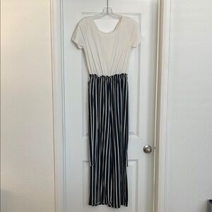 Francesca's Collections Black and White Striped Jumpsuit